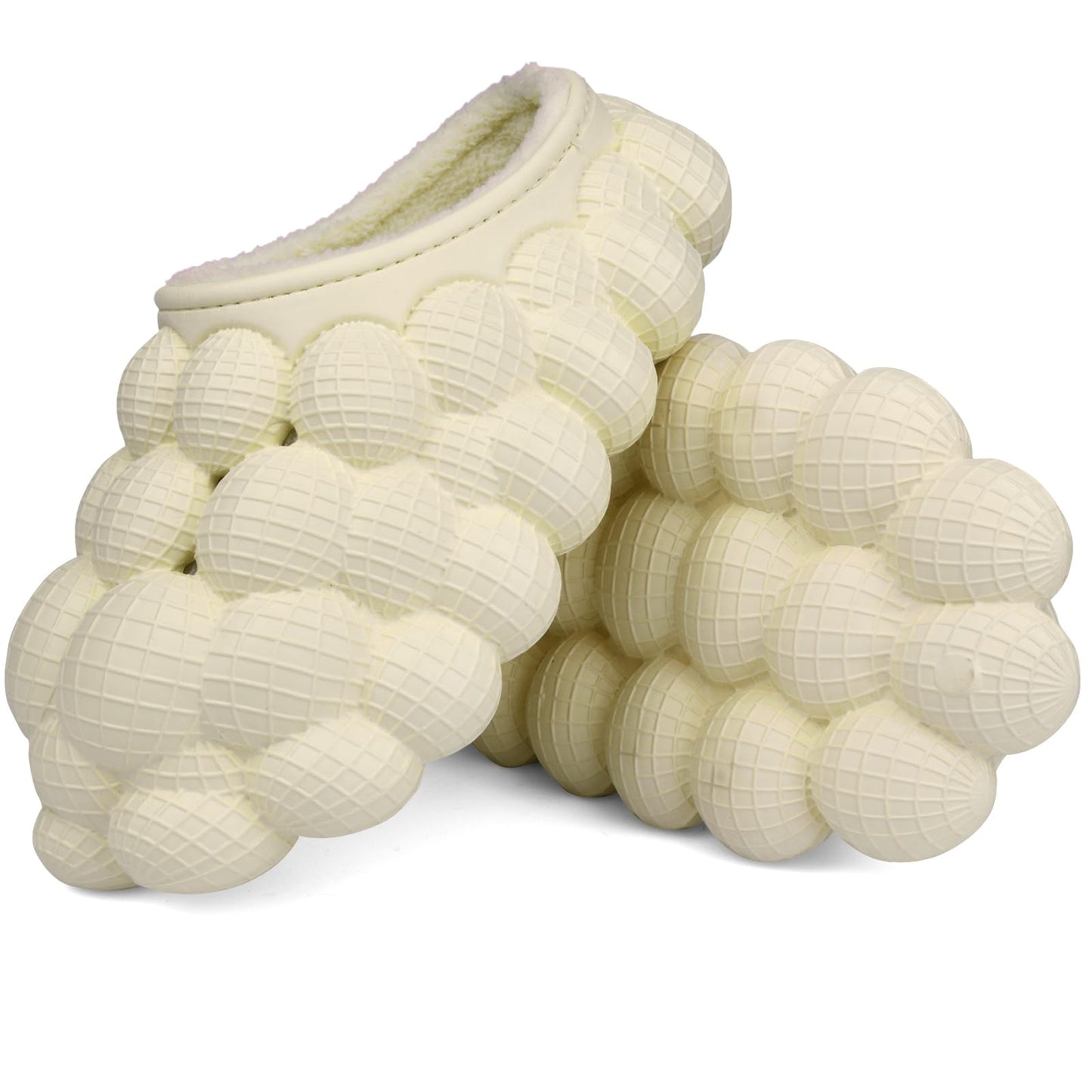 Man Women Bubble Slides with Fur Lined Bubble Slippers Comfortable Warm Fun Slippers Shoes for Indoor Outdoor