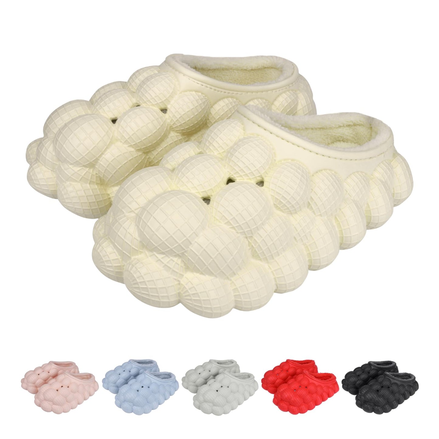 Man Women Bubble Slides with Fur Lined Bubble Slippers Comfortable Warm Fun Slippers Shoes for Indoor Outdoor