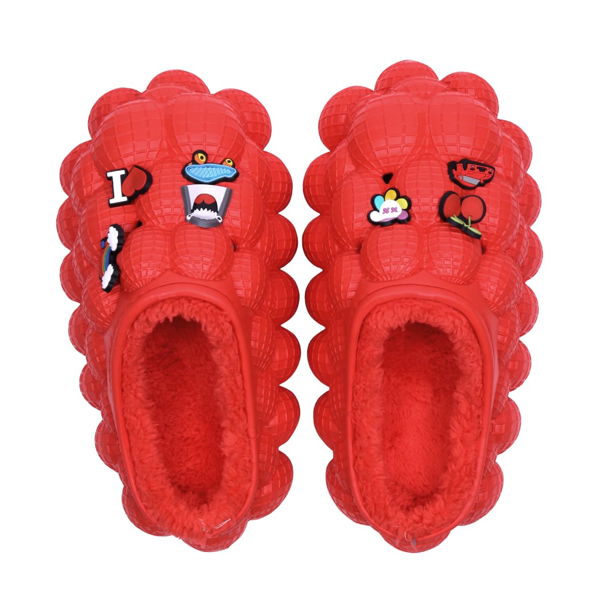 Man Women Bubble Slides with Fur Lined Bubble Slippers Comfortable Warm Fun Slippers Shoes for Indoor Outdoor