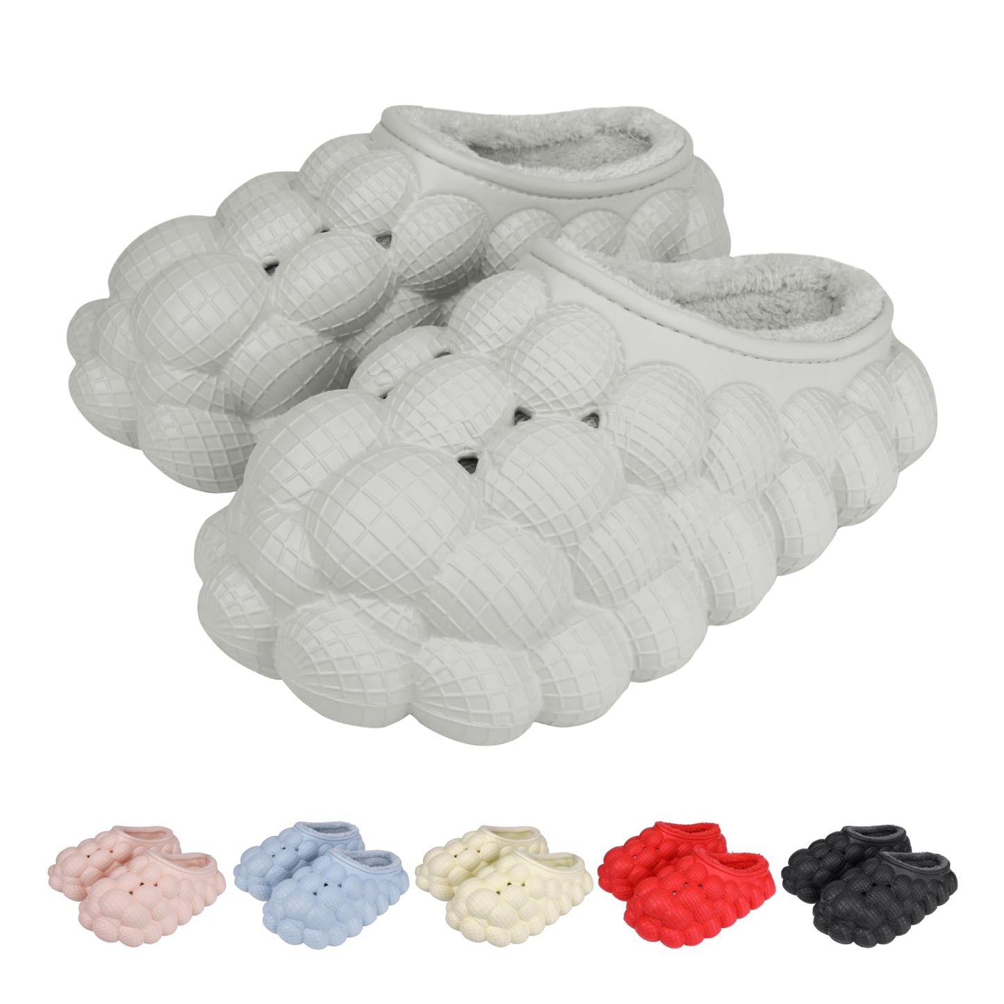 Man Women Bubble Slides with Fur Lined Bubble Slippers Comfortable Warm Fun Slippers Shoes for Indoor Outdoor