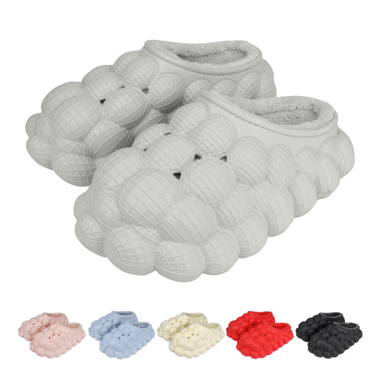 Man Women Bubble Slides with Fur Lined Bubble Slippers Comfortable Warm Fun Slippers Shoes for Indoor Outdoor