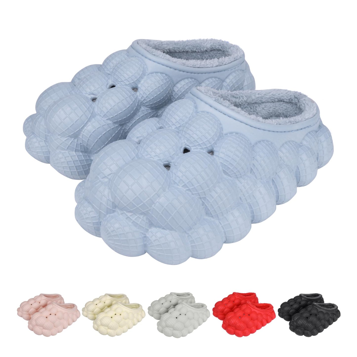 Man Women Bubble Slides with Fur Lined Bubble Slippers Comfortable Warm Fun Slippers Shoes for Indoor Outdoor