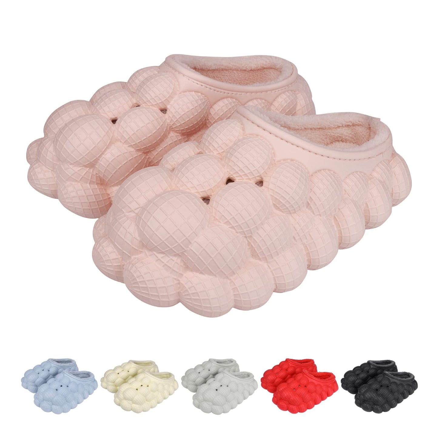 Man Women Bubble Slides with Fur Lined Bubble Slippers Comfortable Warm Fun Slippers Shoes for Indoor Outdoor
