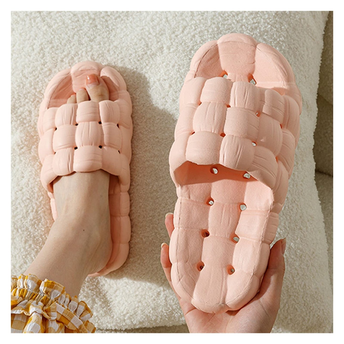 Womens Pillow Slides,Massage Bubble Slides Gym House Shower Bedroom Slippers Reflexology Stress Relief Sandals,Breathable Decompression Shoes Beach Non-Slip Shoes ( Color : Pink , Size : EUR36-37 )