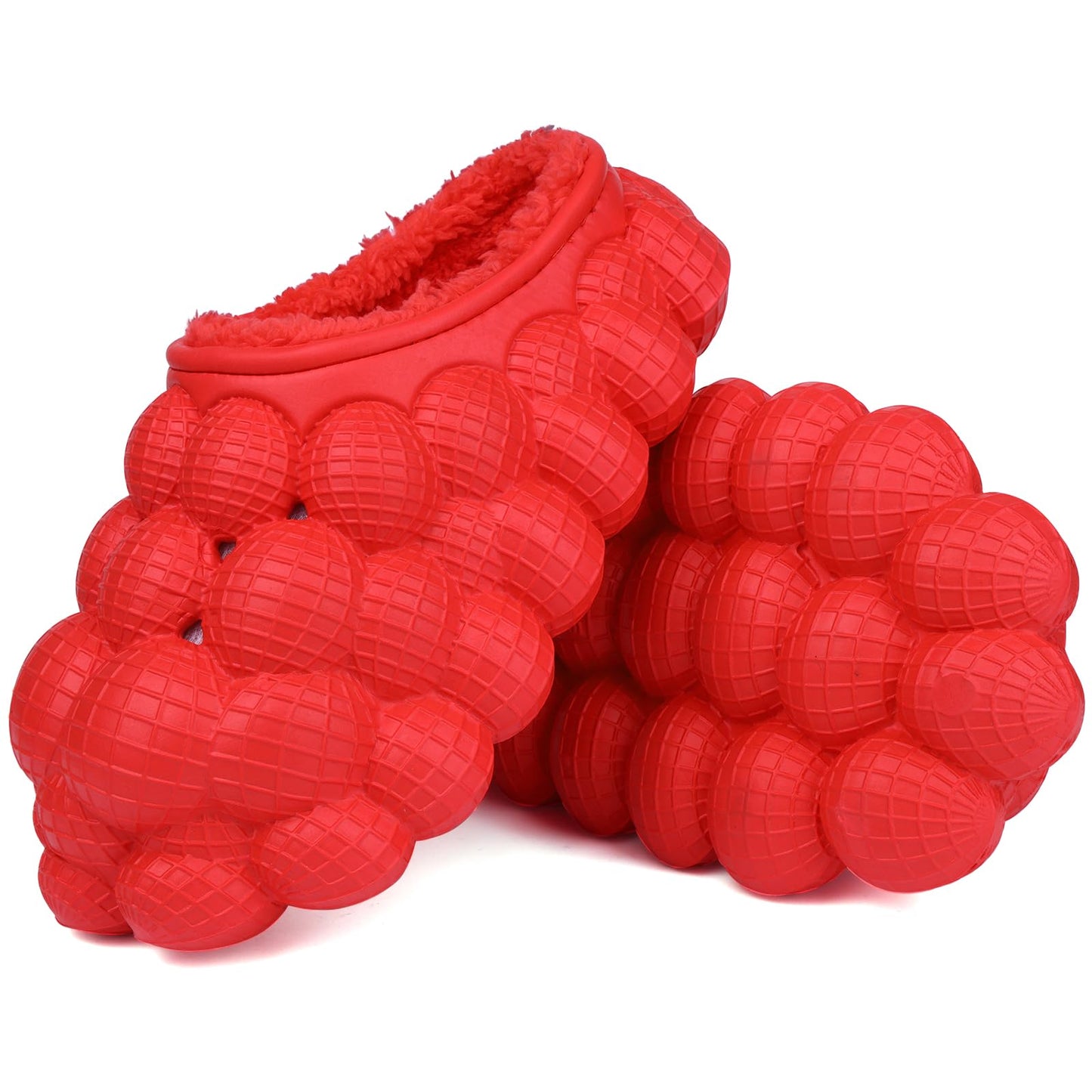 Man Women Bubble Slides with Fur Lined Bubble Slippers Comfortable Warm Fun Slippers Shoes for Indoor Outdoor
