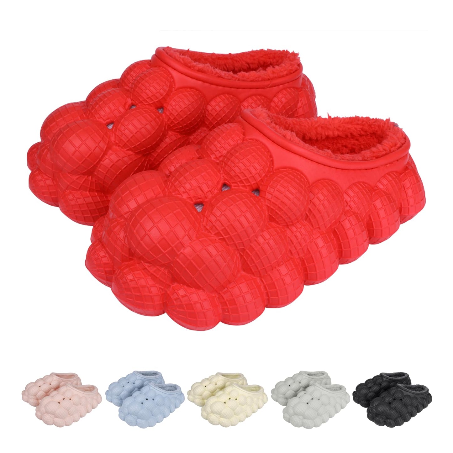 Man Women Bubble Slides with Fur Lined Bubble Slippers Comfortable Warm Fun Slippers Shoes for Indoor Outdoor