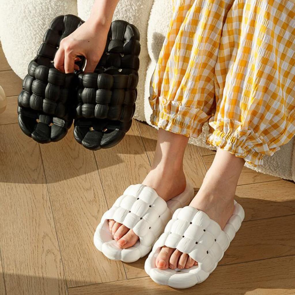 Womens Pillow Slides,Massage Bubble Slides Gym House Shower Bedroom Slippers Reflexology Stress Relief Sandals,Breathable Decompression Shoes Beach Non-Slip Shoes ( Color : Pink , Size : EUR36-37 )